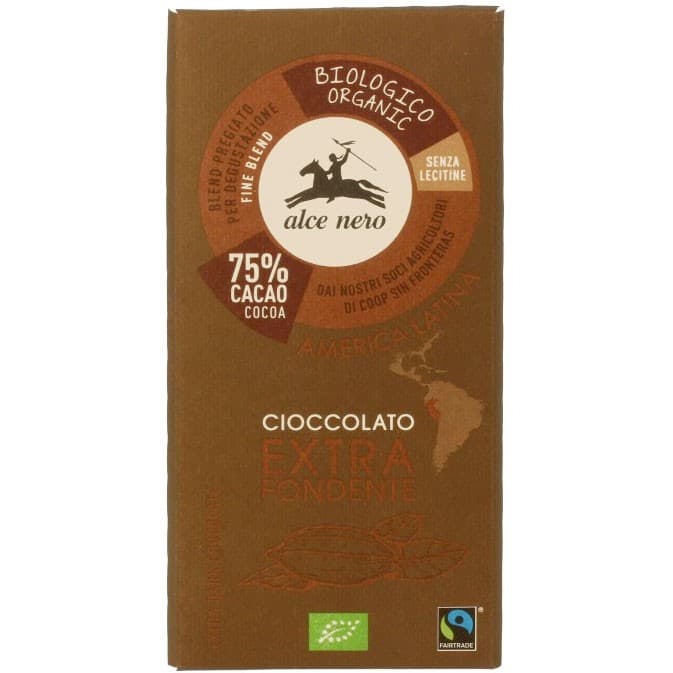 Alce Nero Mörk Choklad 75% 100g – Alce Nero